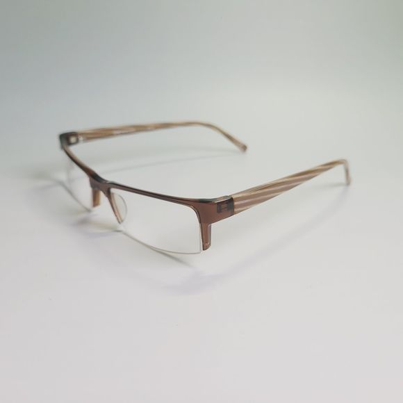 O&X New York OP-34 eyeglasses brown stripe rectangular full frame 51-18 145 C7 - Picture 10 of 11